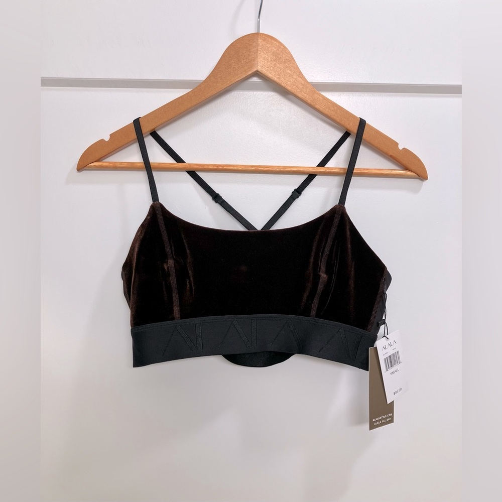 Alala x Revolve NWT Velvet Bra Mocha Brown Adjustable Straps Sporty Small - Picture 4 of 10